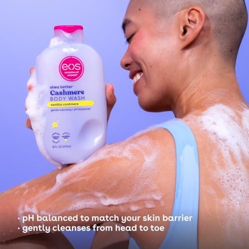 Eos Cashmere Body Wash - Vanilla Cashmere, Moisturizing Body Wash, Creamy Gel Formula, with Shea Butter, Glycerin, Vitamin E, Ph Balanced, Sensitive S